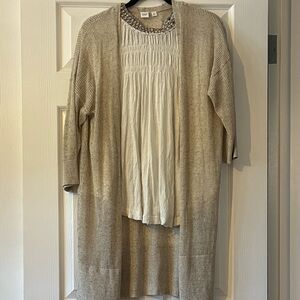 NWOT Free People White Sleeveless Blouse with Beaded Neckline